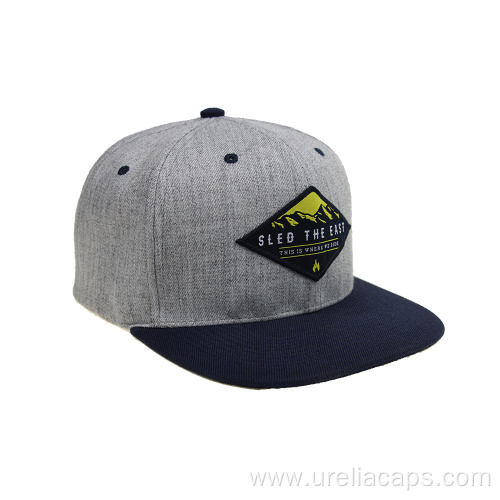 Flat peak cap with woven label patch